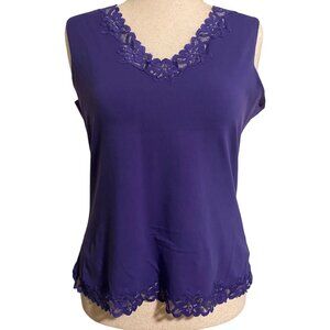 Coldwater Creek Women's Tank Top - Purple Floral Lace XL (16)